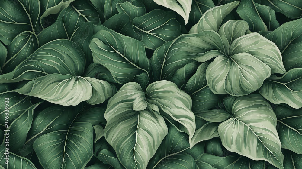 custom made wallpaper toronto digitalOil painting background illustration of leaves, the abundance of nature.