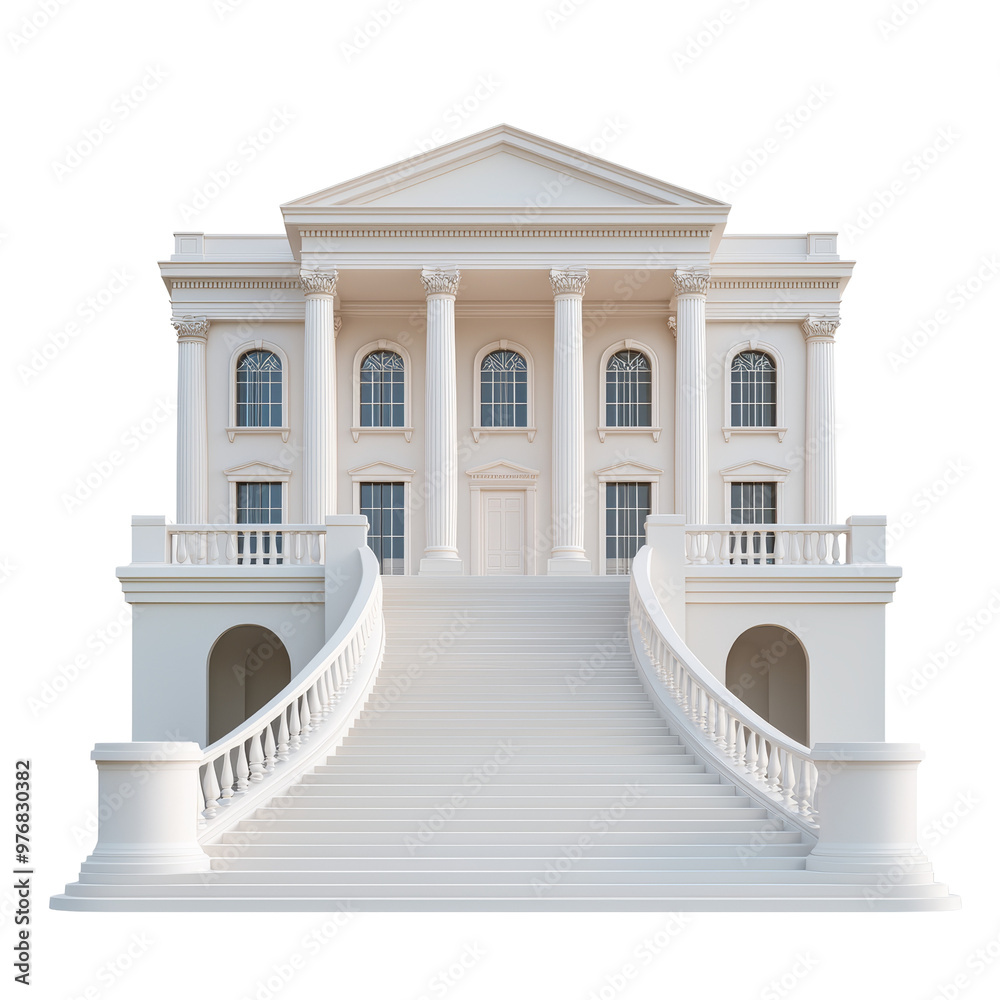 Fototapeta premium Classic white building with grand staircase and columns