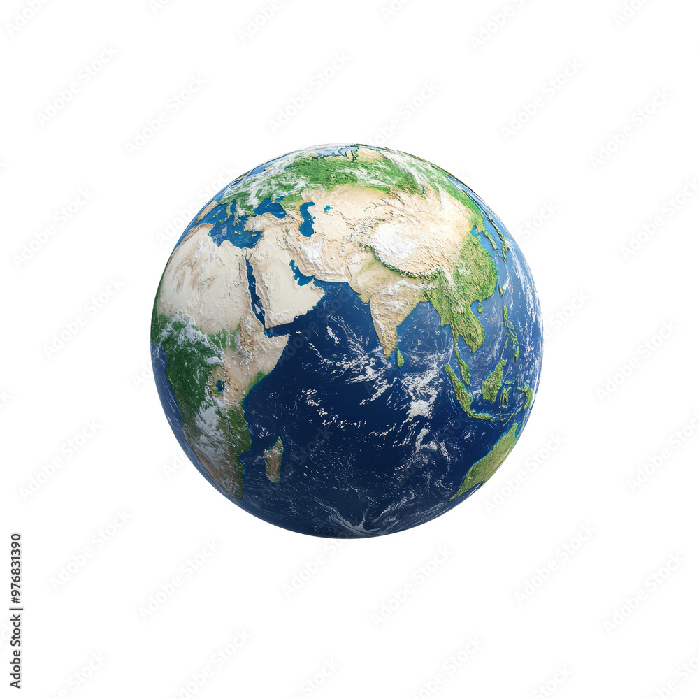 Detailed view of Earth showing continents and oceans Detailed view of Earth showing continents and oceans