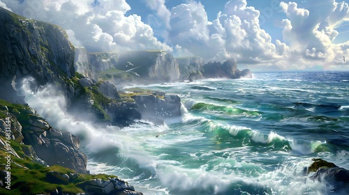 Beautiful seascape with crashing waves