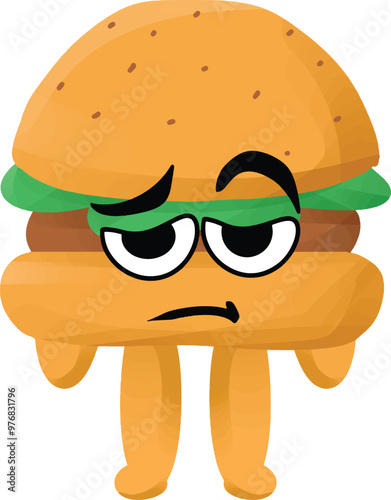 sandwich mascot tired expressing boredom