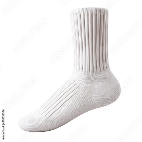 Single white cotton sock with ribbed design for casual wear