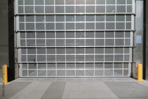 Steel wire mesh Gate Door for Security System of Warehouse Storage. Automatic Factory Door Indoor.