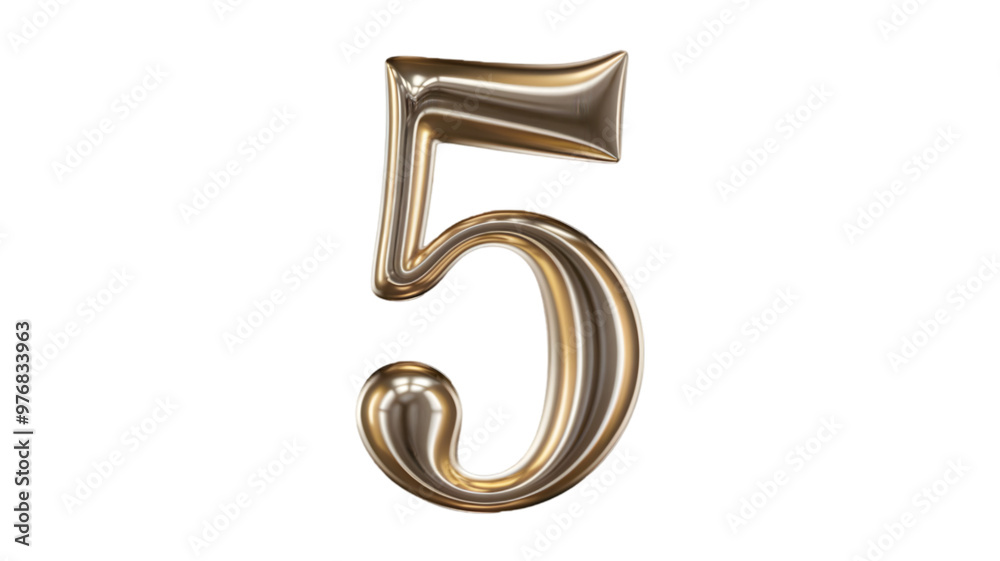 A 3D transparent representation of the number '5' in a shiny gold color. A 3D transparent representation of the number '5' in a shiny gold color.