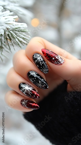 Festive New Year's manicure with beautiful nail polish