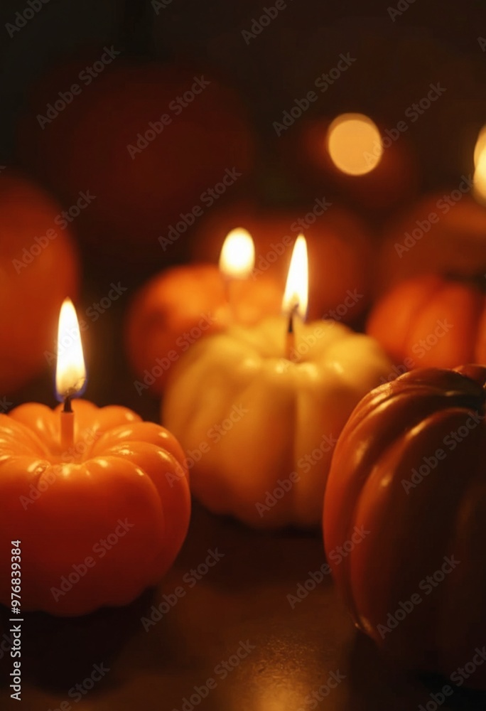 Candle-lit Halloween Pumpkins, A warm autumnal display, evoking a cozy, festive atmosphere Candle-lit Halloween Pumpkins, A warm autumnal display, evoking a cozy, festive atmosphere