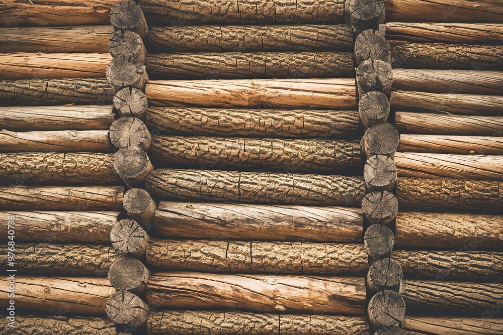 A background of irregularly stacked timber