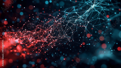 Artificial neural networks (ANN) and connectionist systems: an abstract graphic scheme of a neural machine mind with AI. It illustrates artificial intelligence and a cybernetic network in computer.