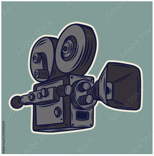 Movie Camera, video shooting vector illustration