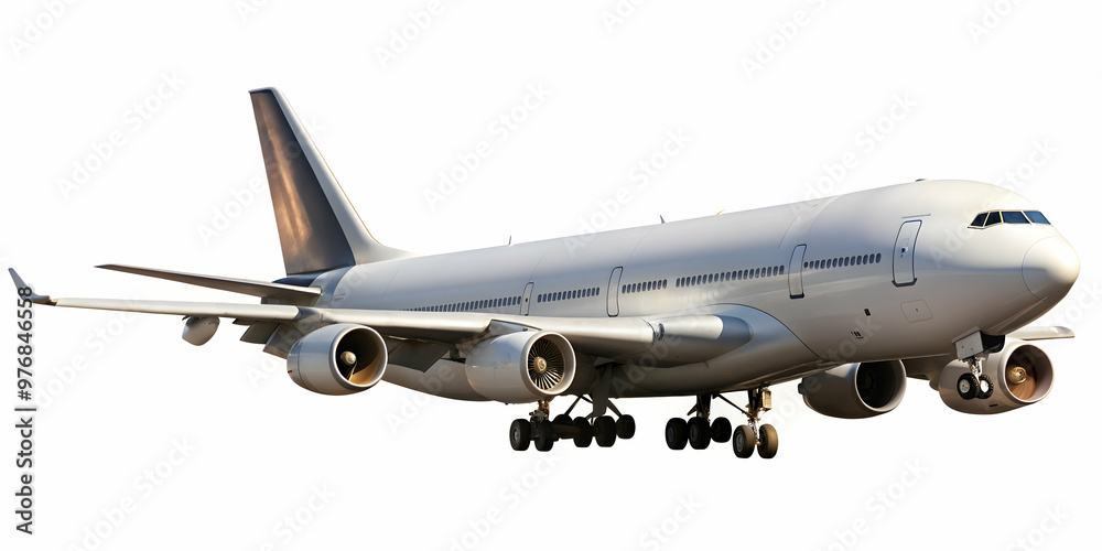 Obraz premium Isolated image of a cargo or passenger plane, cargo, passenger, plane, aircraft, transportation, aviation, travel, flight