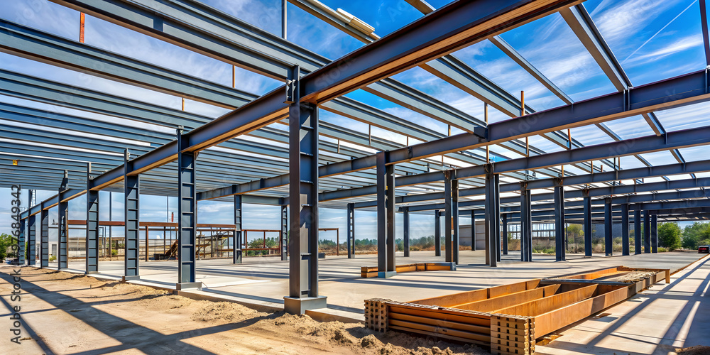 Modern of sturdy iron i-beams and joists for construction projects, construction, steel, framework, architecture, industrial Modern of sturdy iron i-beams and joists for construction projects, construction, steel, framework, architecture, industrial