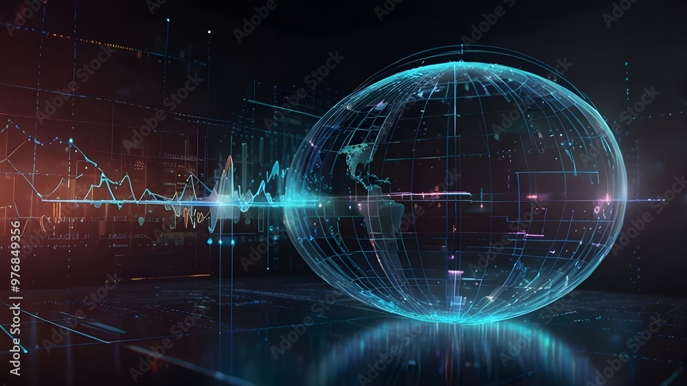 Futuristic Hologram: Digital Information Technology Web with Cloud Computing Abstract Motion,Technology Presentations, Cloud Computing Software Demos, Digital Marketing Campaigns	
