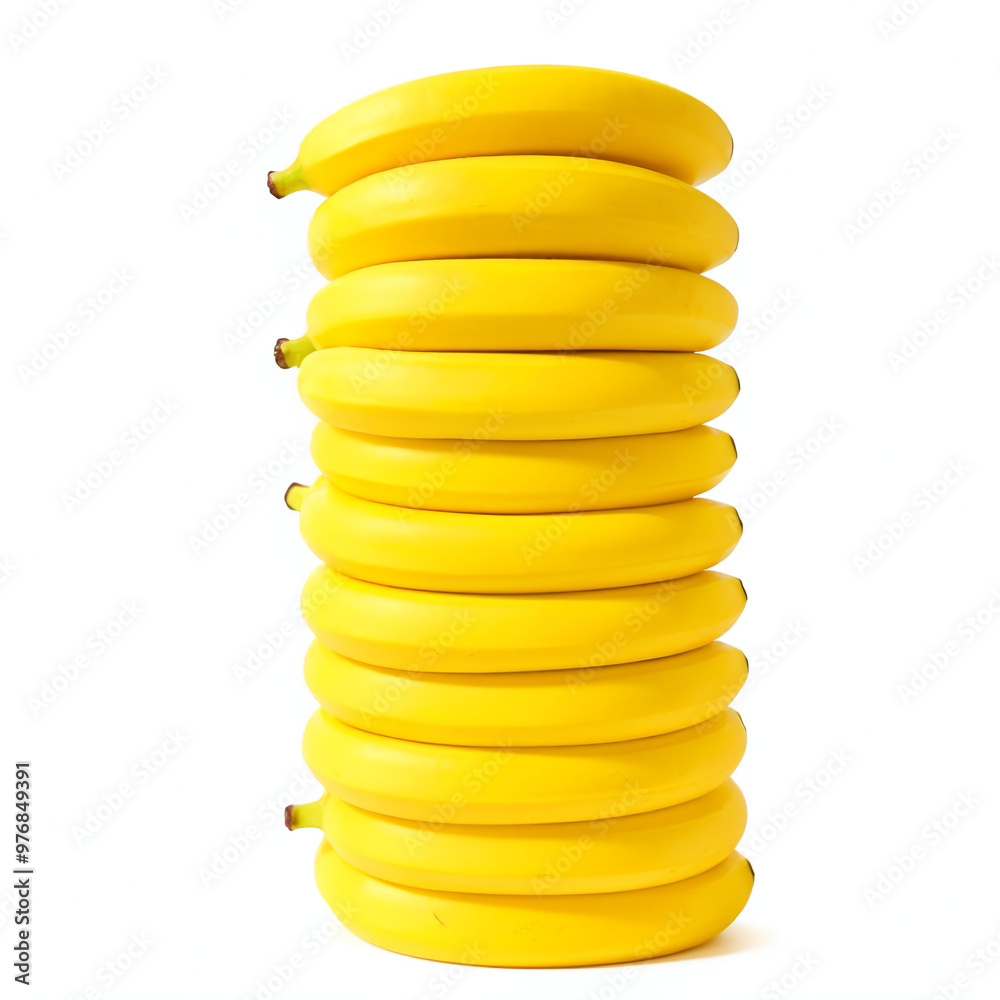 Stack of ripe yellow bananas isolated on a white background Stack of ripe yellow bananas isolated on a white background