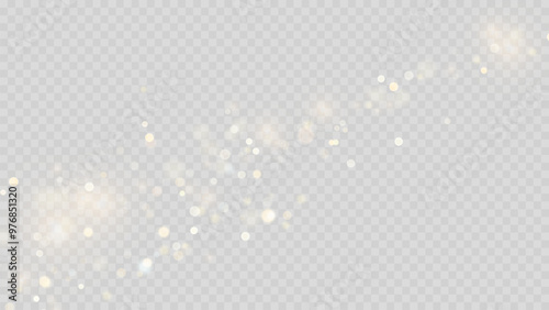 The dust sparks and golden stars shine with special light. Vector sparkles on a transparent background. . Stock royalty free vector illustration. PNG	