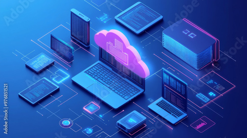 Cloud storage facilitates communication with computers, laptops, tablets, and smartphones within home or work networks. Online devices upload and download data to and from a database on cloud services