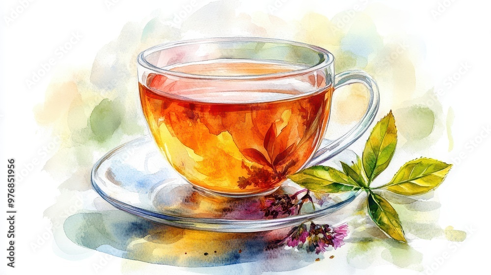 A beautifully illustrated cup of tea with vibrant colors, showcasing warmth and relaxation in an artistic style. A beautifully illustrated cup of tea with vibrant colors, showcasing warmth and relaxation in an artistic style.