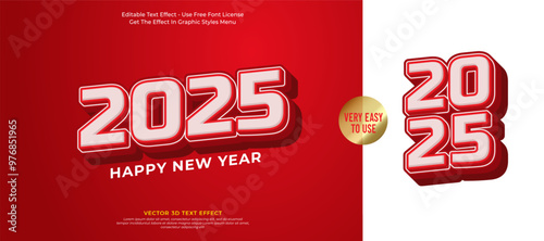 Happy new year 2025 background with red bold writing design