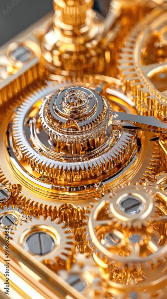 Close-up of intricate golden gears in a timepiece, showcasing precision craftsmanship and timeless elegance. Close-up of intricate golden gears in a timepiece, showcasing precision craftsmanship and timeless elegance.