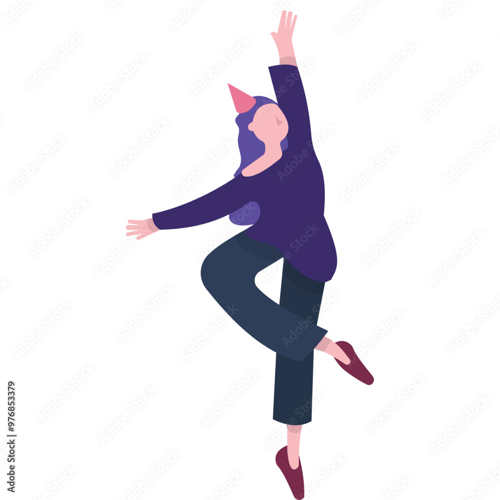 Fototapeta premium Woman dancing vector icon happy party girl