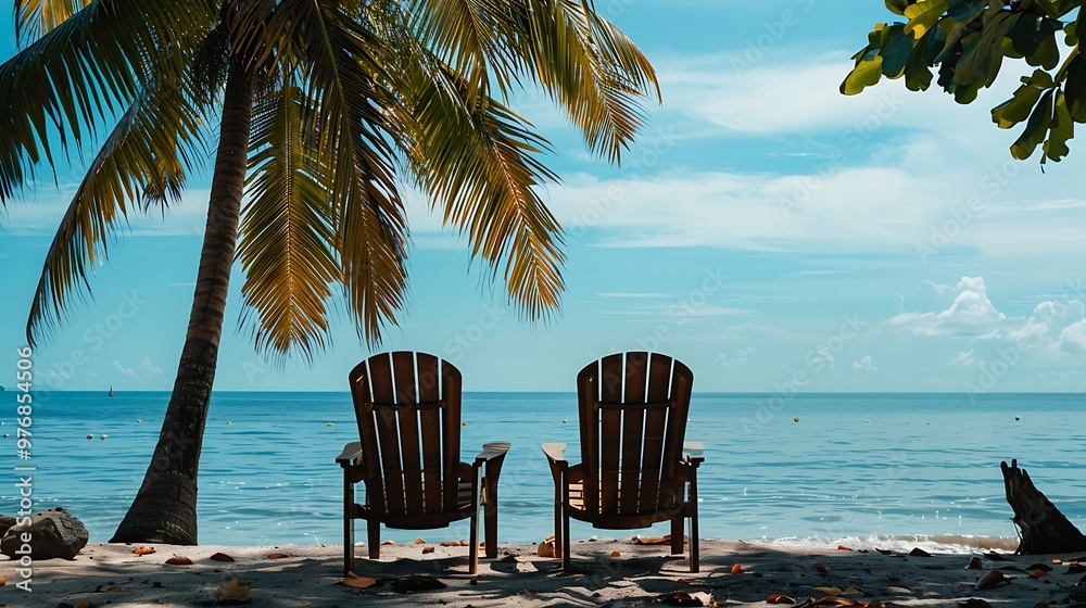 On a tropical the shore seats
