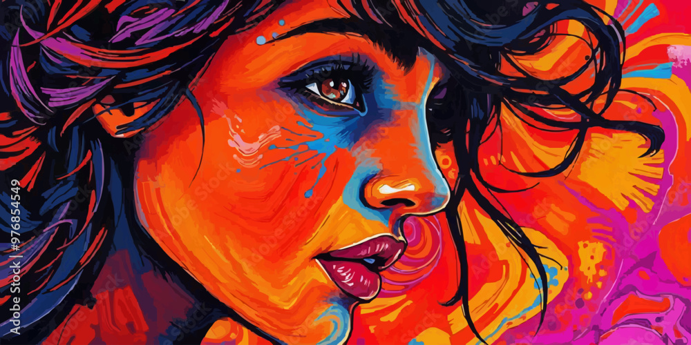 swirling colors representing the different beautiful female emotions. digital art brush texture oil painting vector illustration. tech wallpaper swirling colors representing the different beautiful female emotions. digital art brush texture oil painting vector illustration. tech wallpaper