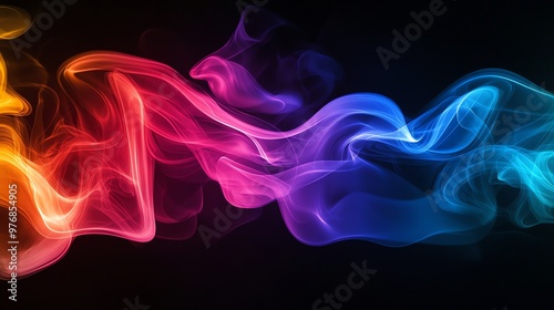 Abstract colorful smoke swirls against a black background.