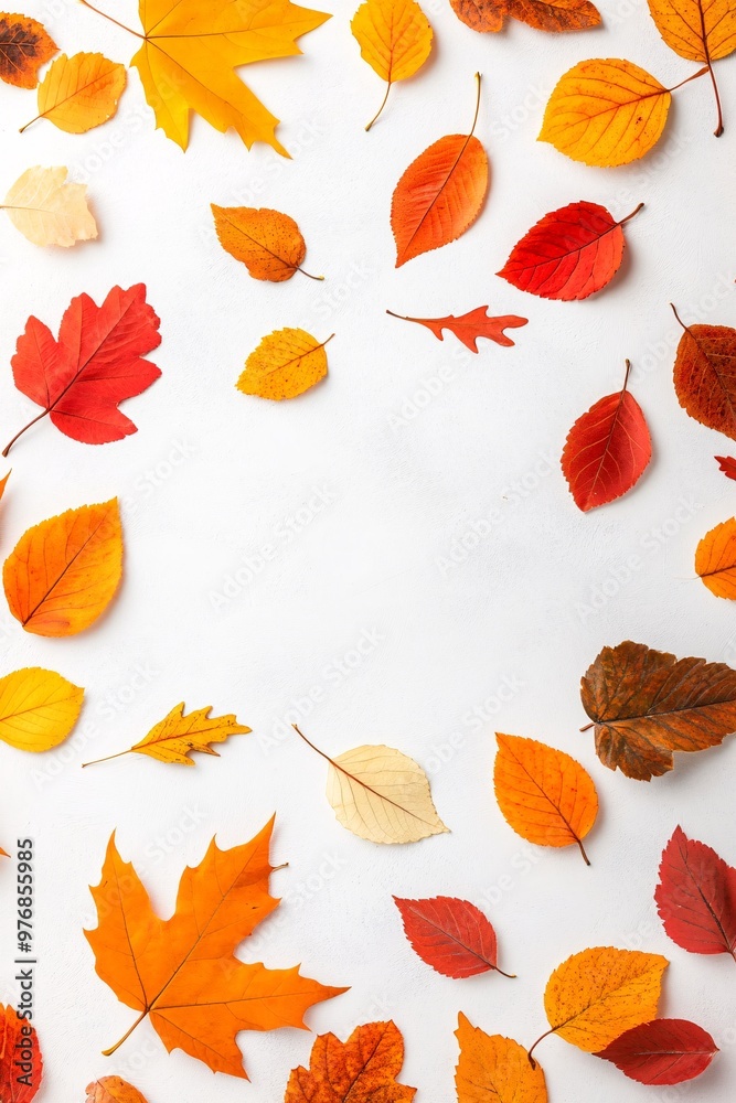 Obraz premium autumn leaves on white background
