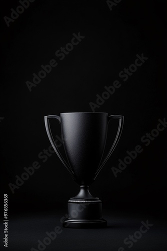 black trophy on black background