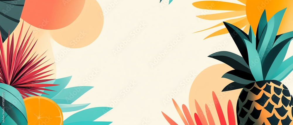 Abstract vector background with minimalist pineapple shapes, bold geometric outlines and soft pastel colors, modern tropical design with a clean aesthetic Abstract vector background with minimalist pineapple shapes, bold geometric outlines and soft pastel colors, modern tropical design with a clean aesthetic