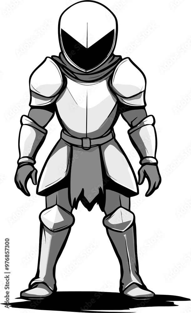 Obraz premium Futuristic Armored Knight in Full Armor on Black Background