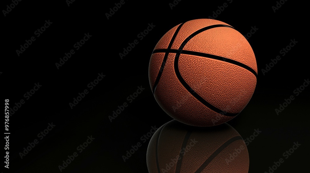 Orange Basketball on Black Background with Dramatic Lighting and Shadow Effect Orange Basketball on Black Background with Dramatic Lighting and Shadow Effect