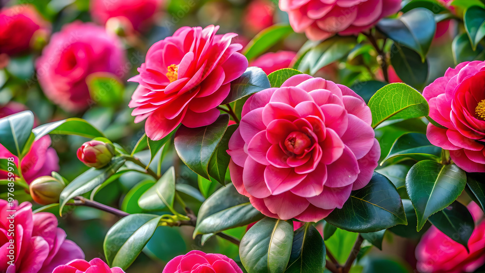 Vibrant camellia flowers in full bloom , vibrant, camellia, flowers, bloom, garden, botanical, petals, colorful, nature, spring Vibrant camellia flowers in full bloom , vibrant, camellia, flowers, bloom, garden, botanical, petals, colorful, nature, spring