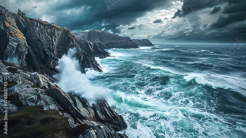 Beautiful seascape with crashing waves