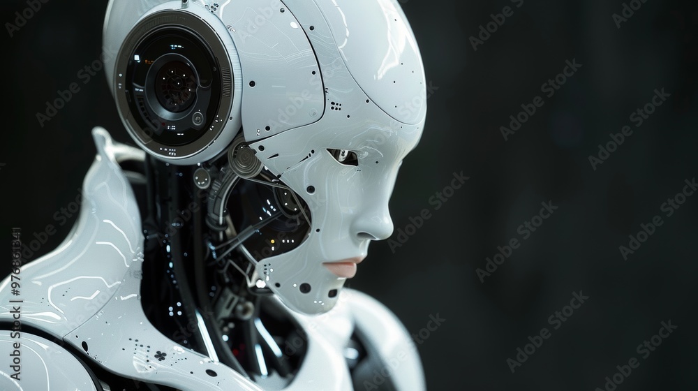Modern robotics background with humanoid robot designs and futuristic technology concepts Modern robotics background with humanoid robot designs and futuristic technology concepts