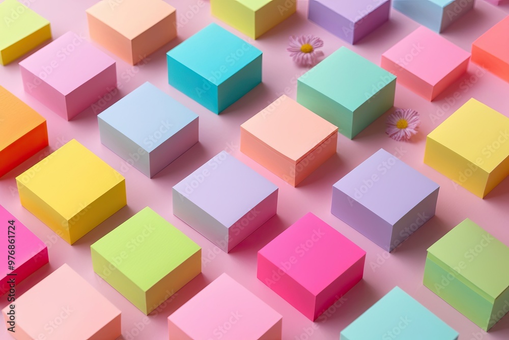 Obraz premium Colorful Pastel Sticky Notes Collection in Vibrant Shades and Cheerful Designs
