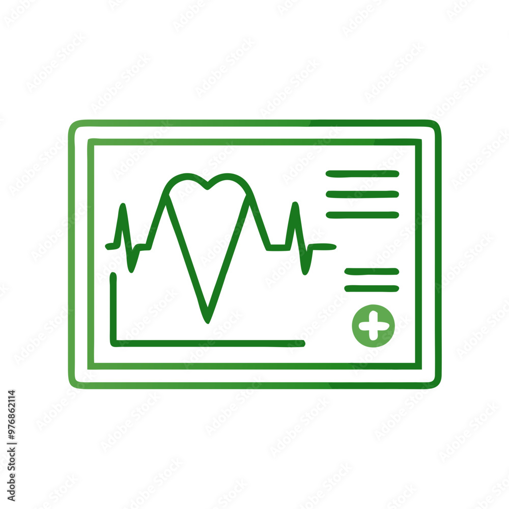 Heart monitor screen icon, cardiac health and monitoring concept Heart monitor screen icon, cardiac health and monitoring concept