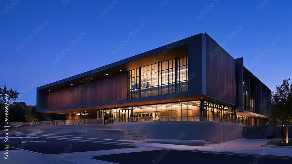 Fototapeta premium A modern performance arts center with a sleek, multi-purpose design.