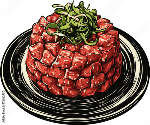 Delicious Vector Illustration of Beef Tartare Dish