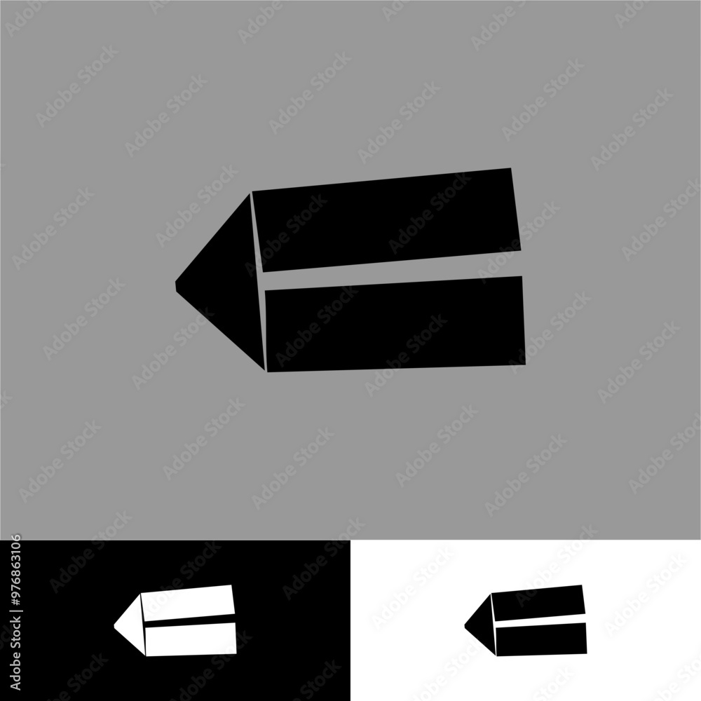 title label from folded paper sheet forming two columns in mosaic silhouette style illustration for icon or logo