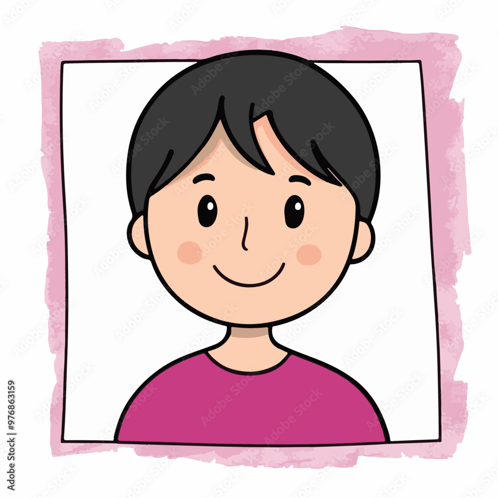 Vector Illustration of a Smiling Child with Black Hair Vector Illustration of a Smiling Child with Black Hair