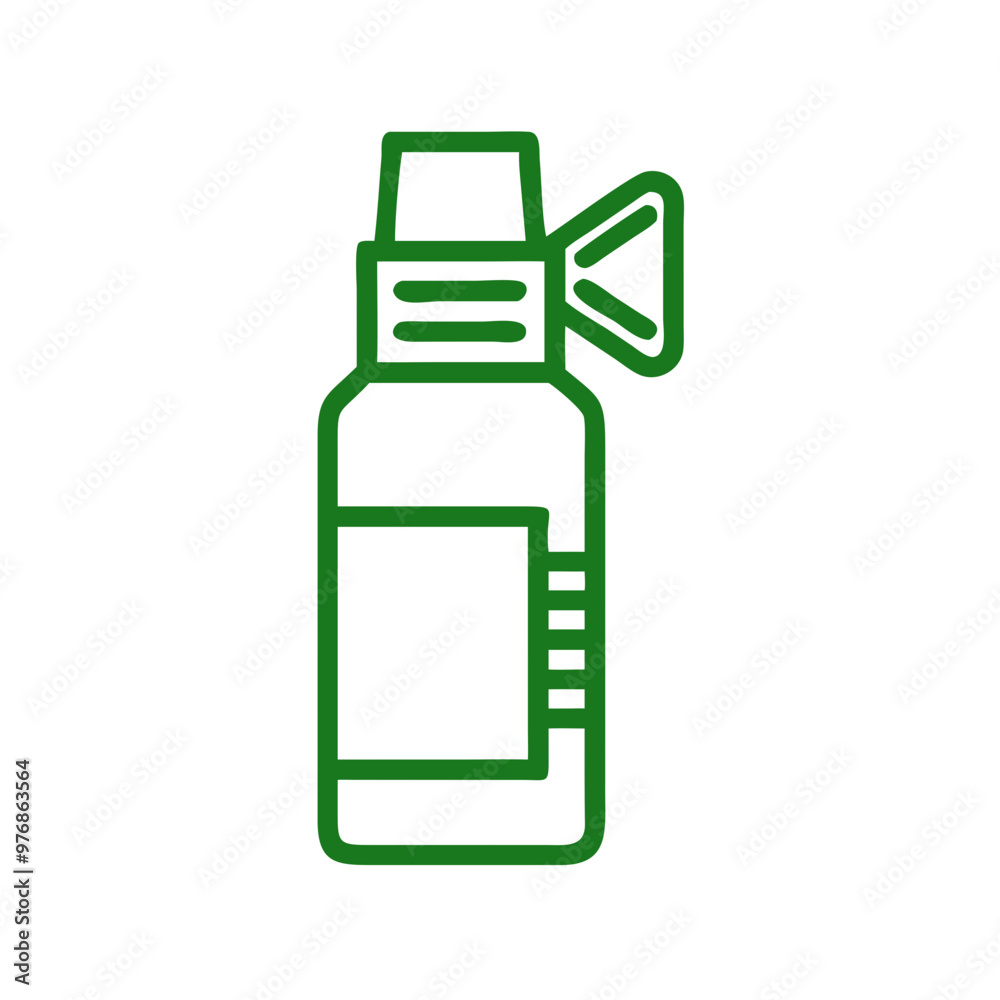 Green nasal spray icon, allergy relief and respiratory treatment concept Green nasal spray icon, allergy relief and respiratory treatment concept