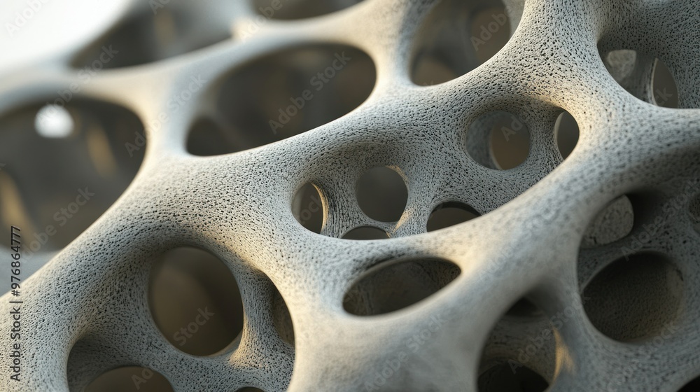 Close-Up of Geometric Abstract Structure with Organic Holes