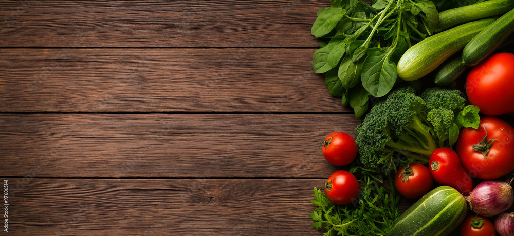 Healthy food concept. Frame of fresh vegetables on rustic wooden background with copy space Healthy food concept. Frame of fresh vegetables on rustic wooden background with copy space