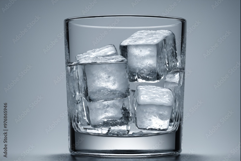 Glass filled with ice cubes and water Glass filled with ice cubes and water