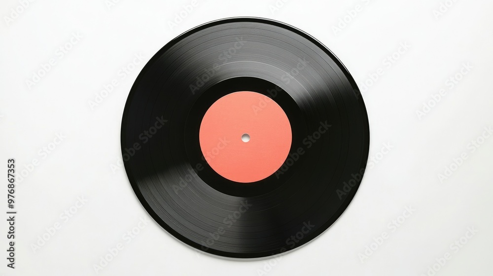 One EP vinyl record disc with blank label isolated on white background One EP vinyl record disc with blank label isolated on white background
