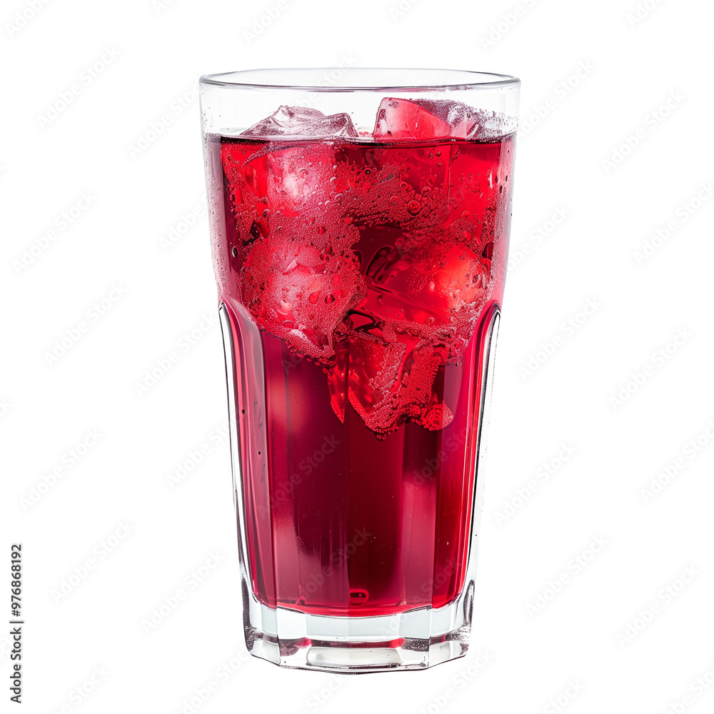 Refreshing red beverage or hibiscus ice tea served isolated on white transparent background. Refreshing red beverage or hibiscus ice tea served isolated on white transparent background.