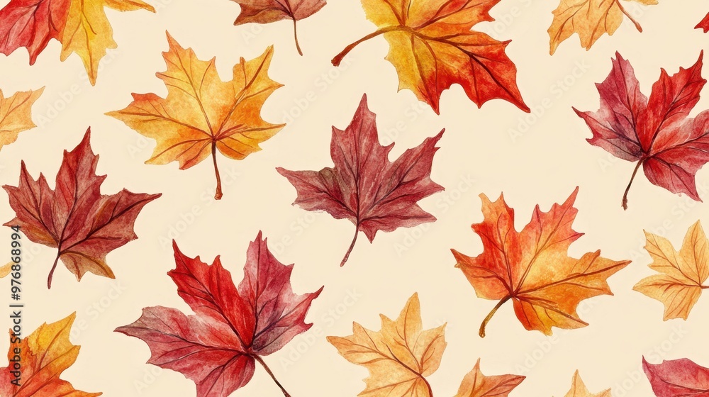 Watercolor collection of autumn maple leaves and red,yellow,Hand drawn nature design elements isolated on white background,Hand paint,Perfect for creating cards, design,copy space. Watercolor collection of autumn maple leaves and red,yellow,Hand drawn nature design elements isolated on white background,Hand paint,Perfect for creating cards, design,copy space.