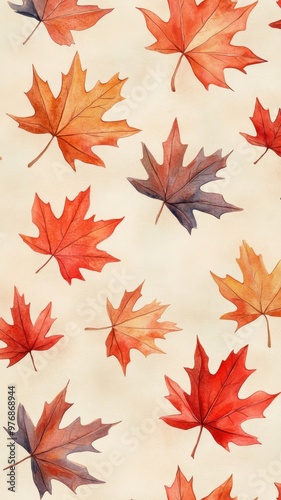 Watercolor collection of autumn maple leaves and red,yellow,Hand drawn nature design elements isolated on white background,Hand paint,Perfect for creating cards, design,copy space.