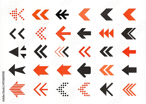 A collection of various red and black arrow designs