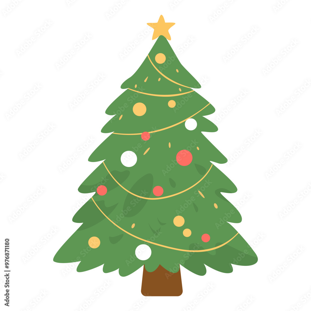 Decorated Christmas Tree with Star Topper Decorated Christmas Tree with Star Topper